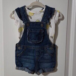 Baby Jean Overalls & Lemon Shirt, 0-3 Months
